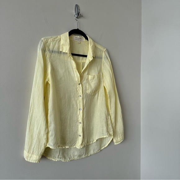 ANTHROPOLOGIE-CLOTH & Stone Sunshine Yellow 100% Linen Button Down - Picture 6 of 9